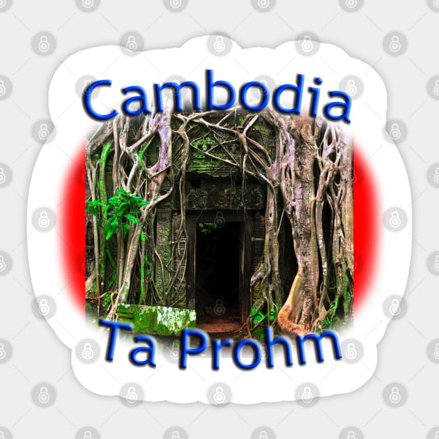 Ta Prohm in Angkor Wat Cambodia Sticker by TouristMerch